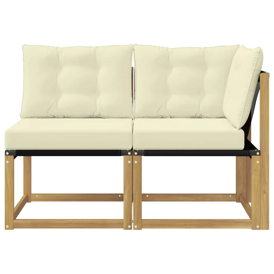 Canapé d’extérieur milieu et coin avec coussin 2 Pièce Blanc - 5