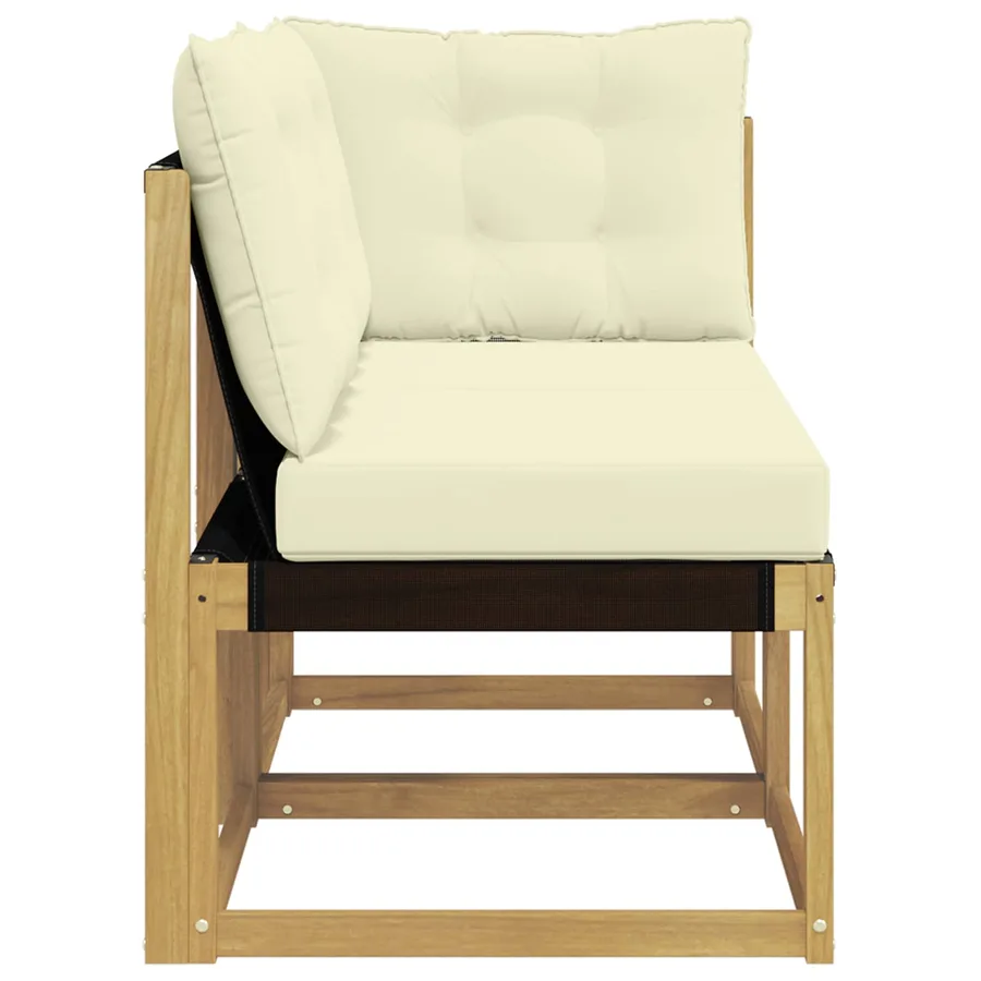 Canapé d’extérieur milieu et coin avec coussin 2 Pièce Blanc - 6