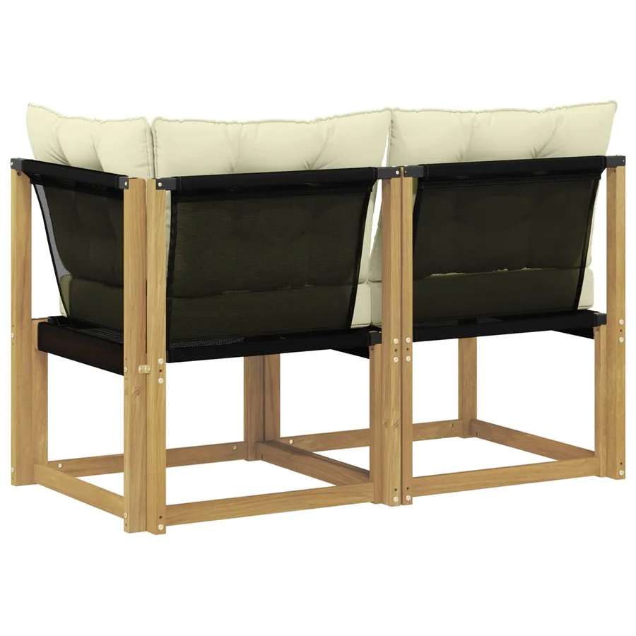Canapé d’extérieur milieu et coin avec coussin 2 Pièce Blanc - 7