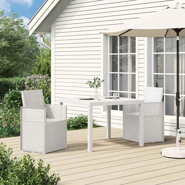 Chaises de jardin salle à manger 2 pcs Blanc PP