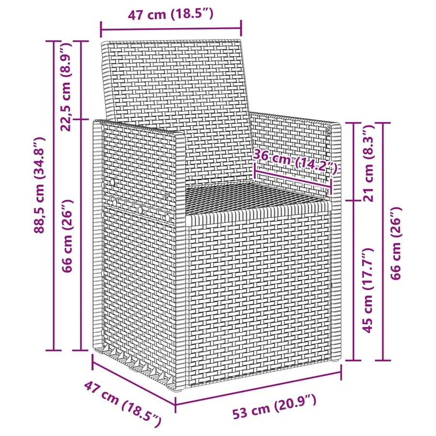 Chaises de jardin salle à manger 2 pcs Blanc PP - 11