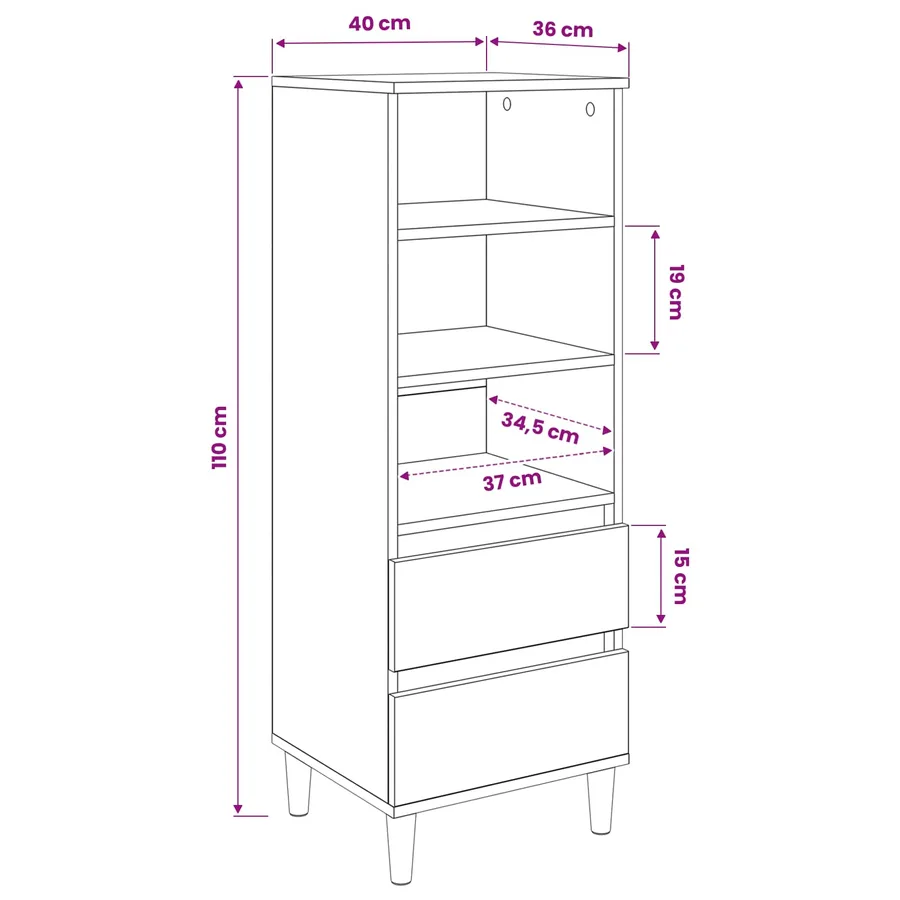 Haut Armoire Chêne artisanal 40 x 36 x 110 cm Bois d'ingénierie - 6