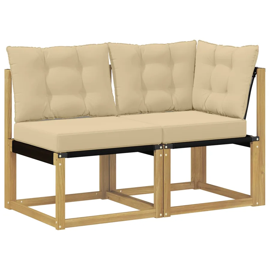 Canapé d’extérieur milieu et coin avec coussin 2 Pièce Blanc - 2