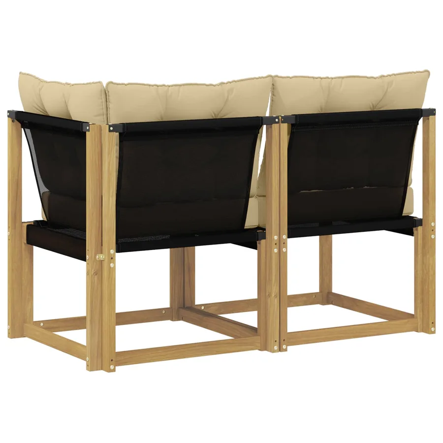 Canapé d’extérieur milieu et coin avec coussin 2 Pièce Blanc - 7