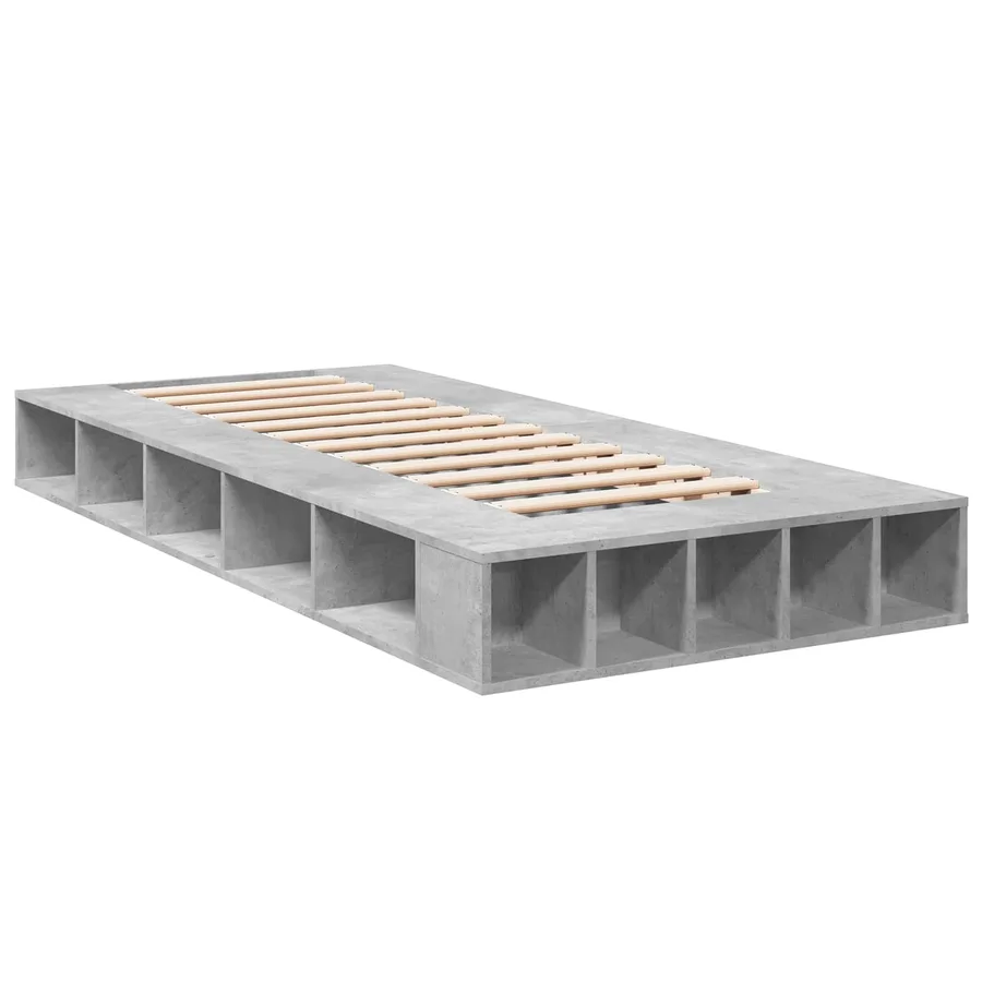 Cadre de lit avec rangement avec étagère Gris béton 80 x 200 cm - 3