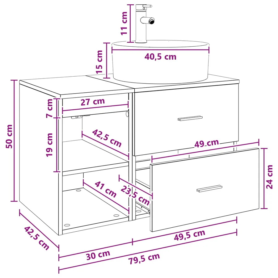 Ensemble de mobilier de salle de bain 2 pcs Sonoma gris - 10