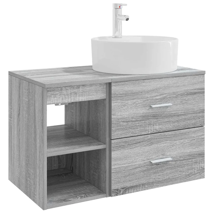 Ensemble de mobilier de salle de bain 2 pcs Sonoma gris - 2