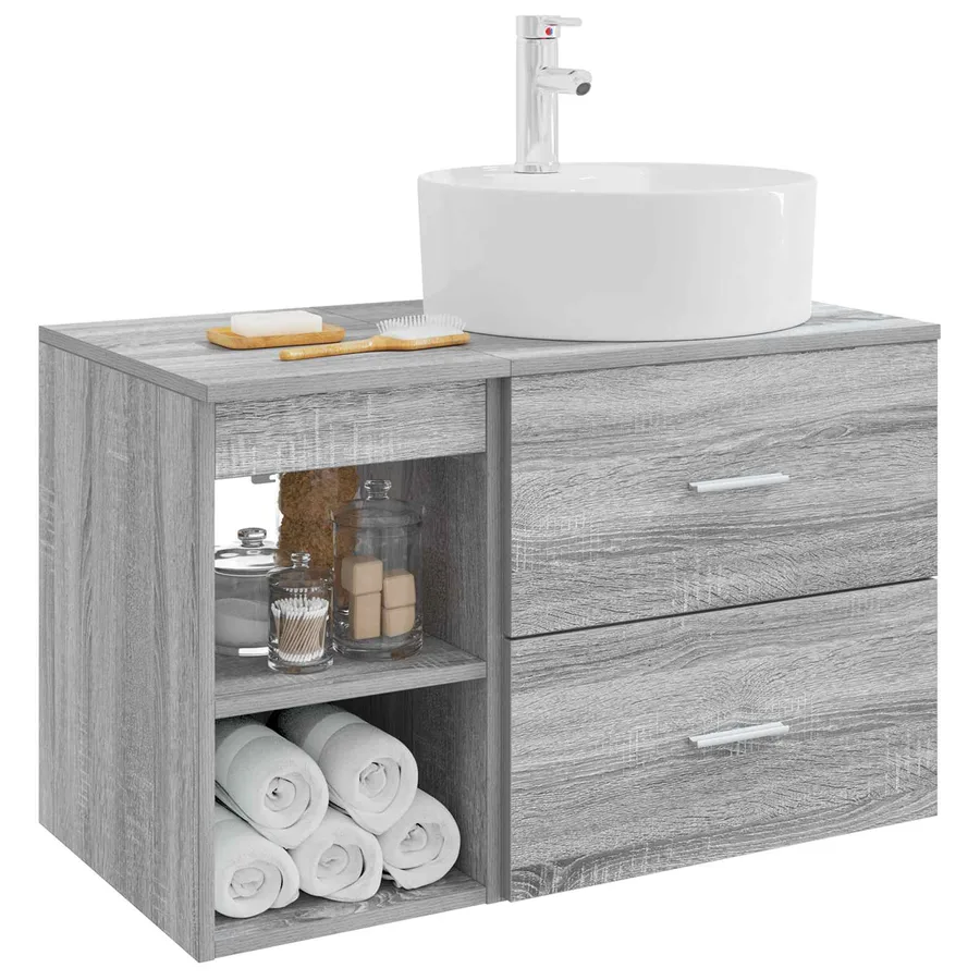 Ensemble de mobilier de salle de bain 2 pcs Sonoma gris - 3