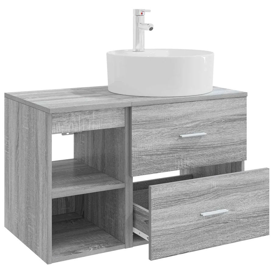 Ensemble de mobilier de salle de bain 2 pcs Sonoma gris - 4