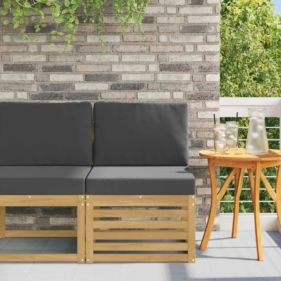 Sofa de milieu extérieur Bois d'Acacia Massif Blanc