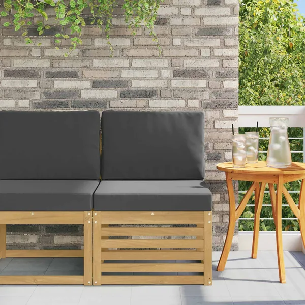 Sofa de milieu extérieur Bois d'Acacia Massif Blanc