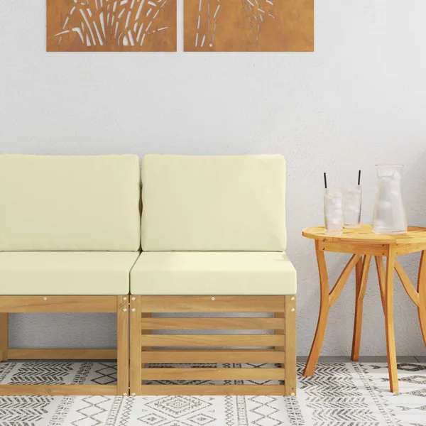 Sofa de milieu extérieur Bois d'Acacia Massif Blanc