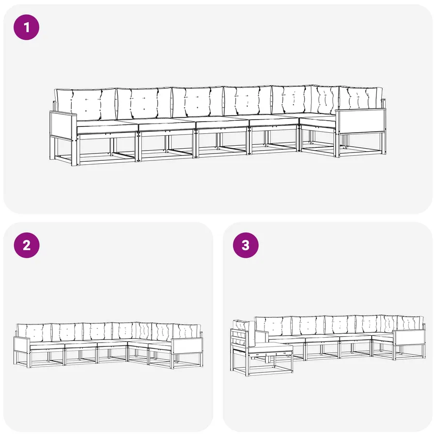 Ensemble de canapés d'extérieur 6 pcs Naturel et Beige - 7