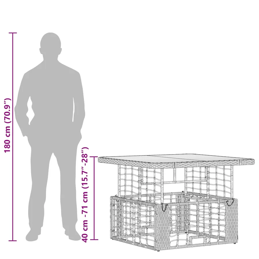 Ensemble de salle à manger pour jardin 3 pcs Nature et Blanc - 13