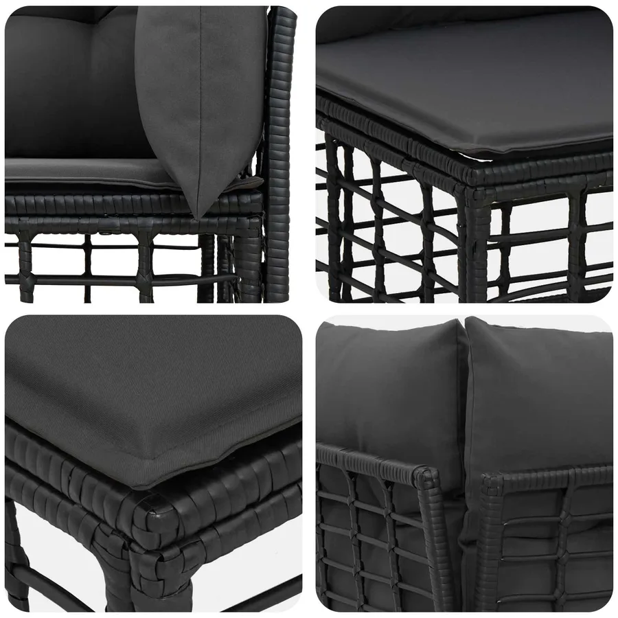 Ensemble de canapés d'extérieur Noir et Gris foncé Polyester - 7