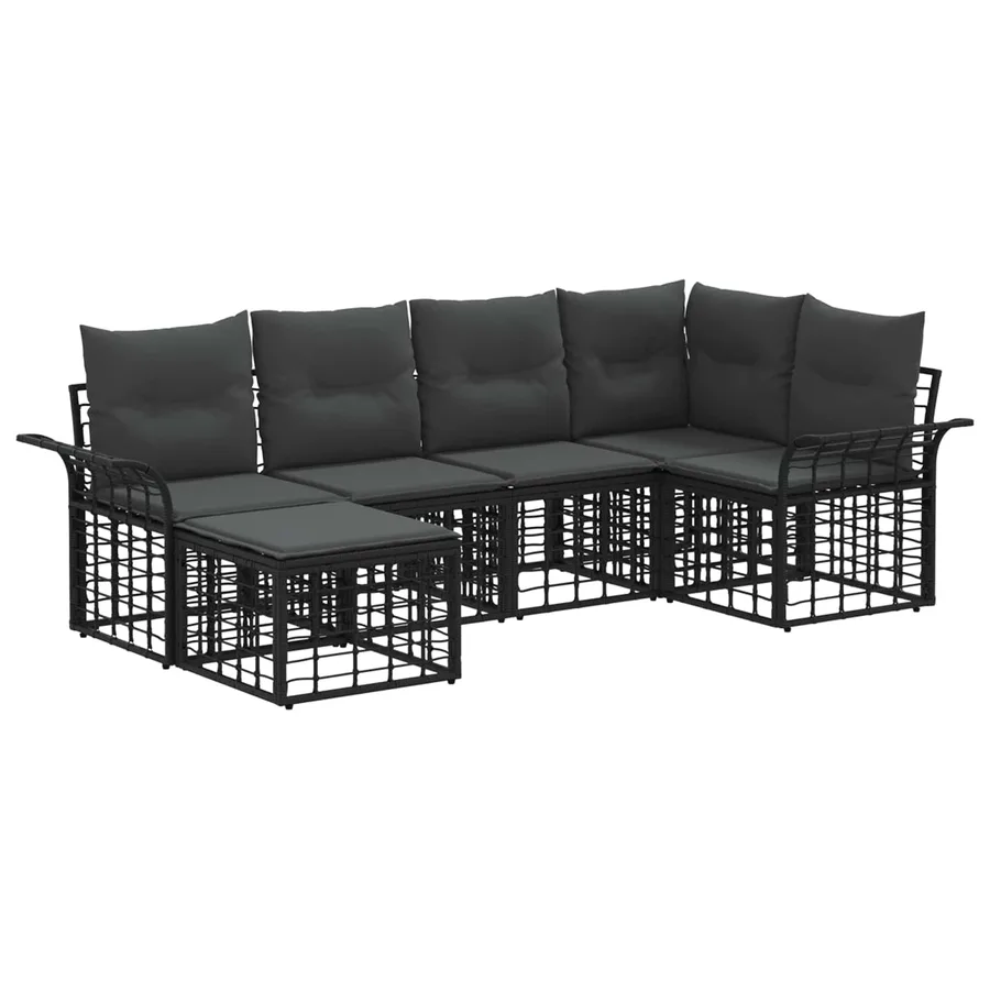 Ensemble de canapés d'extérieur 6 pcs Noir et Gris foncé - 2