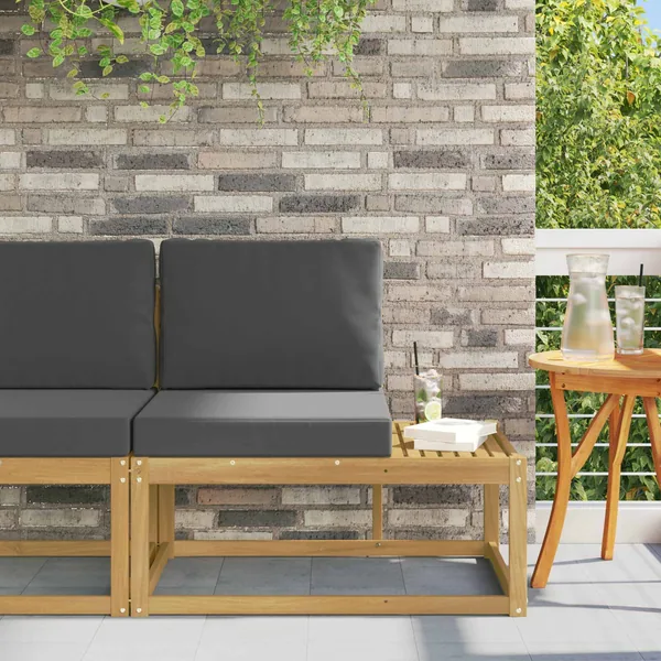 Canapé d'extérieur en bout avec coussin Blanc 91 x 63 x 73 cm