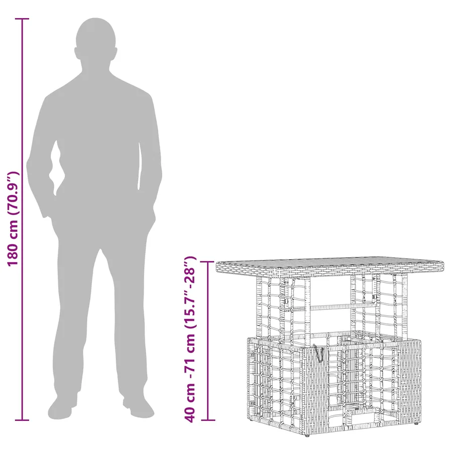 Ensemble de salle à manger pour jardin 3 pcs Noir et gris - 13