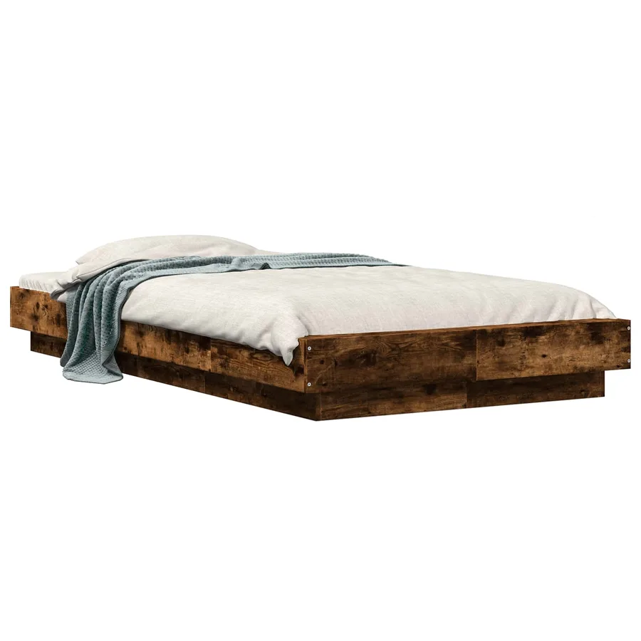 Cadre de lit au sol Chêne fumé 80 x 210 cm Bois d'ingénierie - 2