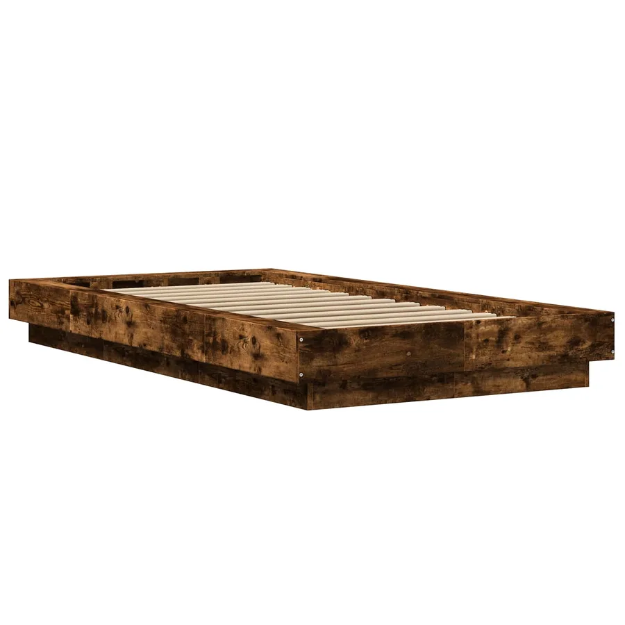 Cadre de lit au sol Chêne fumé 80 x 210 cm Bois d'ingénierie - 6