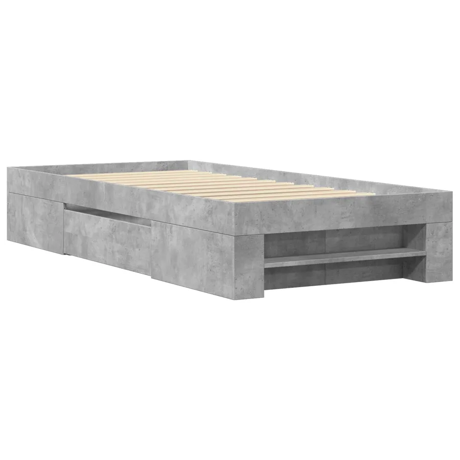 Cadre de lit avec rangement avec tiroir Gris béton 80 x 200 cm - 7