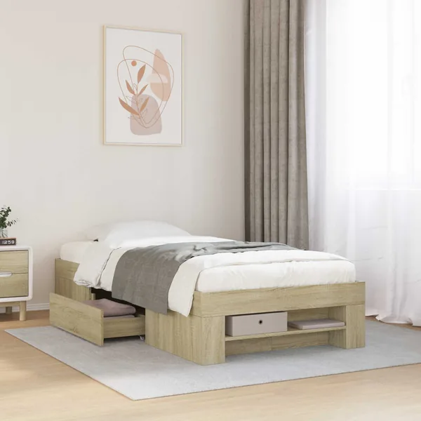 Cadre de lit avec rangement Chêne Sonoma 80 x 200 cm