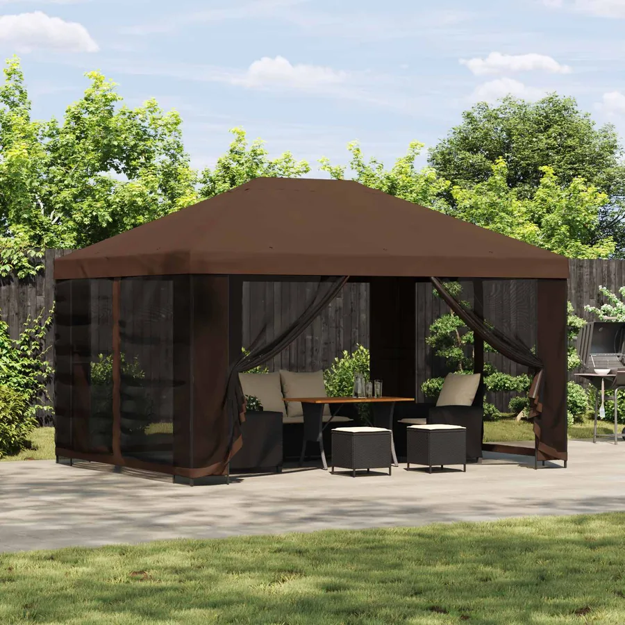 Abri de jardin avec parois 4 × 3 m Marron Polyester et Acier