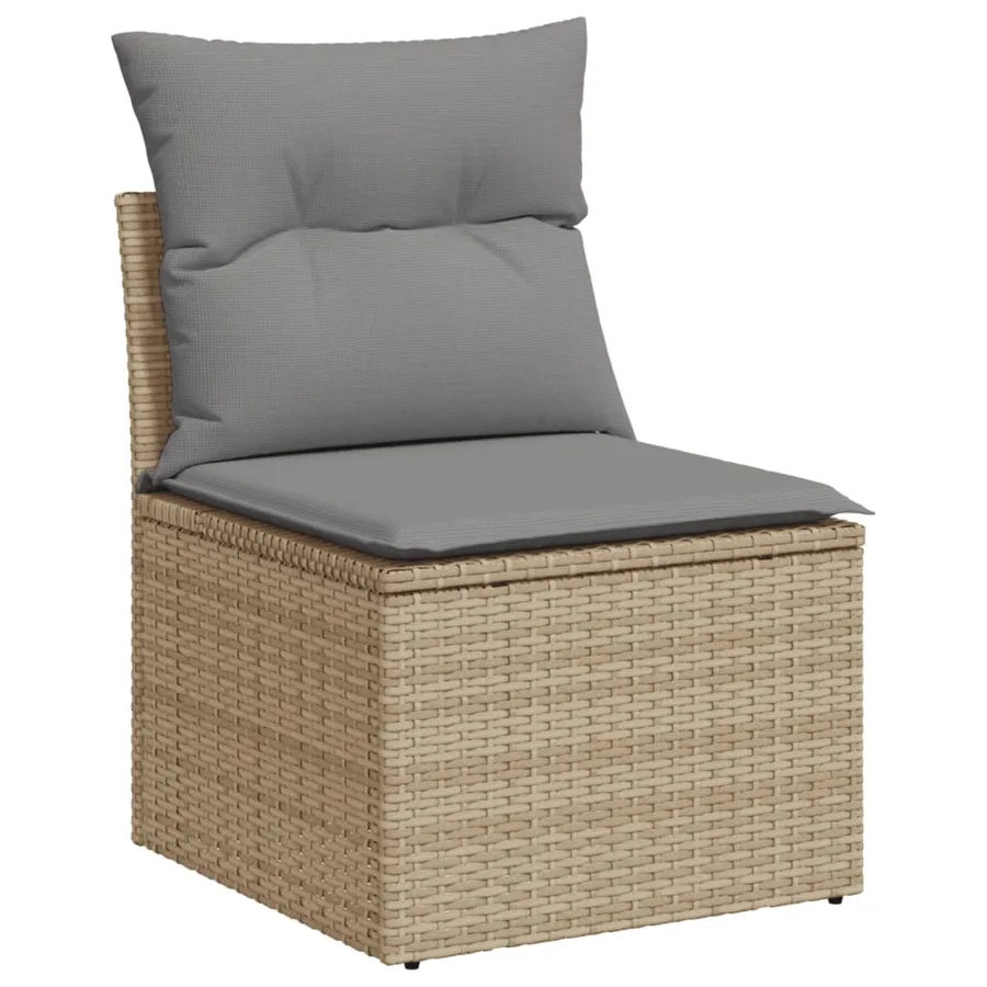 Salon de jardin avec coussins 7 pcs beige résine tressée - 3