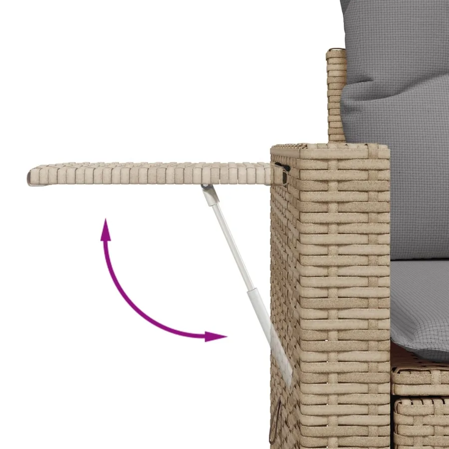 Salon de jardin avec coussins 7 pcs beige résine tressée - 8