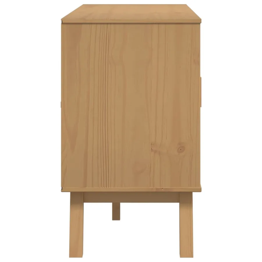 Buffet OLDEN blanc et marron 114x43x73,5 cm bois massif de pin - 9