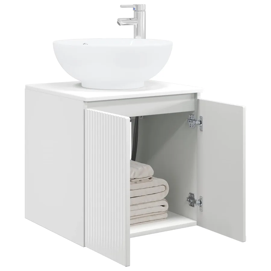 Vanité de lavabo mural Blanc brillant 49,5 x 44,5 x 65 cm - 3