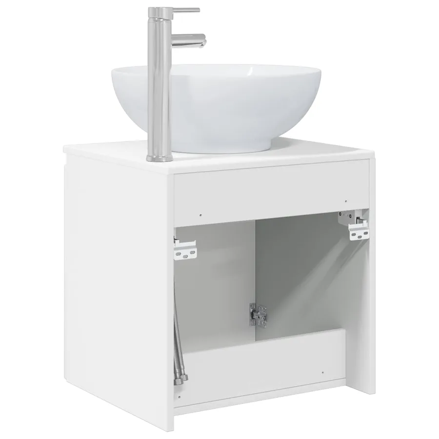Vanité de lavabo mural Blanc brillant 49,5 x 44,5 x 65 cm - 5