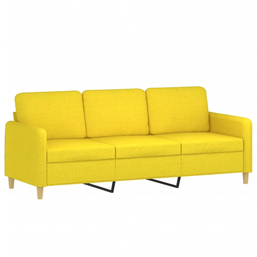 Ensemble de canapés 4 pcs avec coussins Jaune clair Tissu - 5