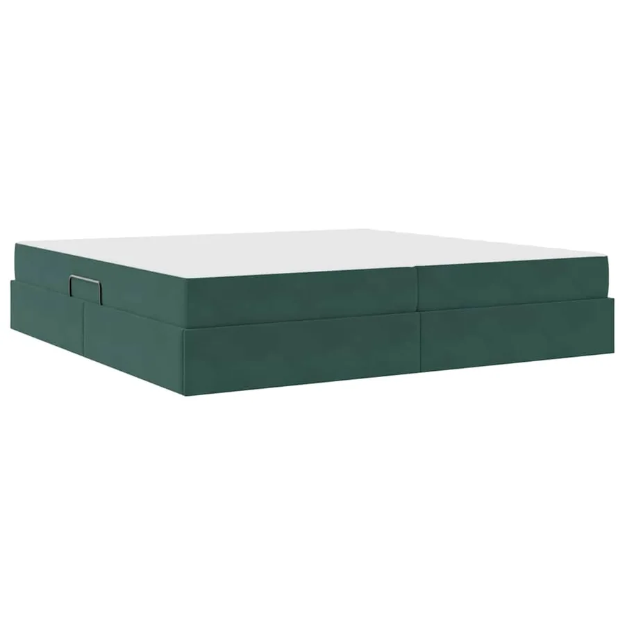 Lit avec rangement et matelas Vert foncé 200 x 200 cm Velours - 8