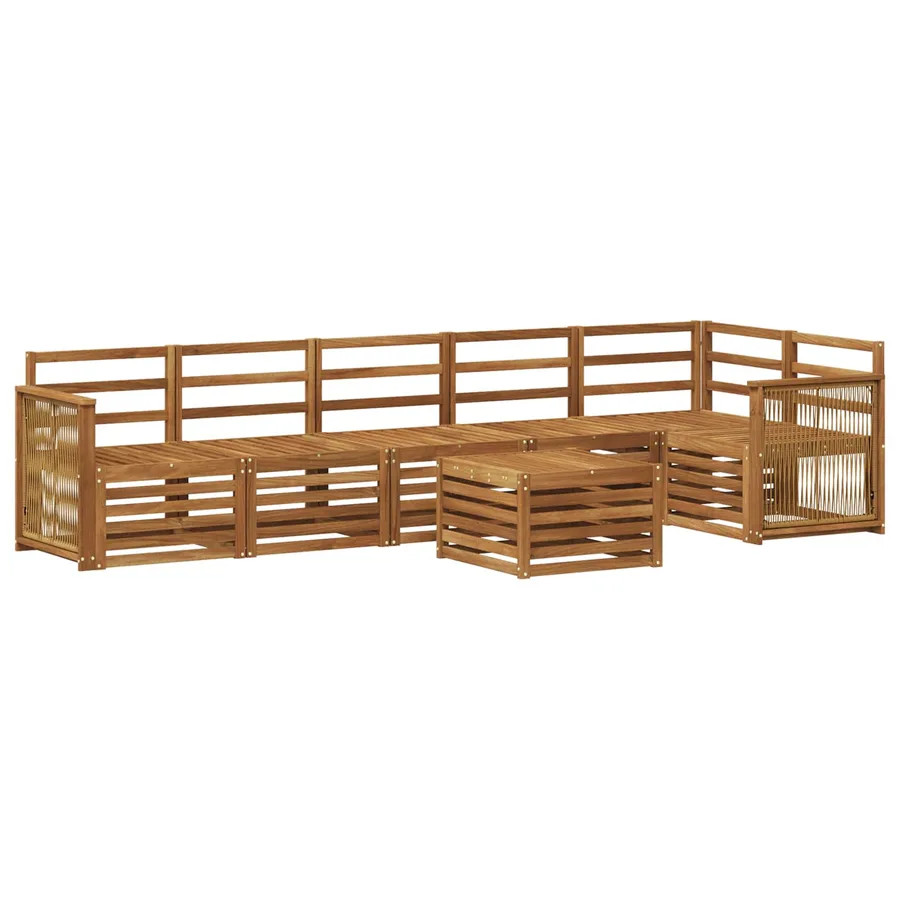 Ensemble de canapé d'angle 6 pcs Naturel Bois d'Acacia Massif - 2