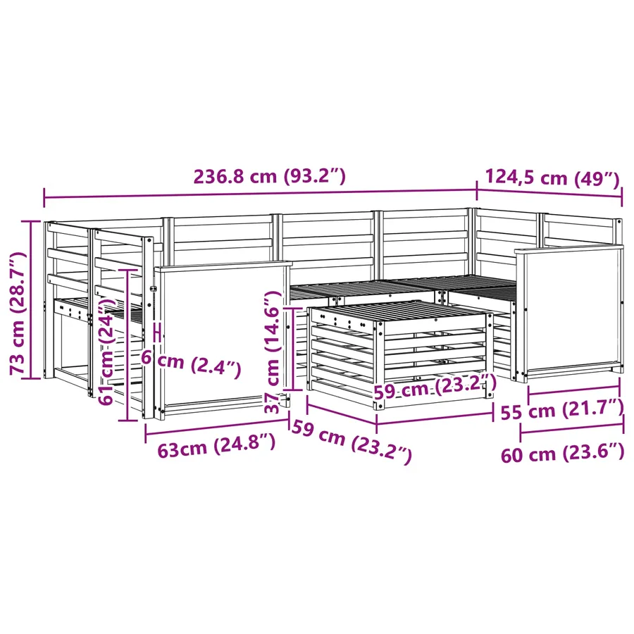 Ensemble de canapés d'extérieur 7 pcs Naturel - 9