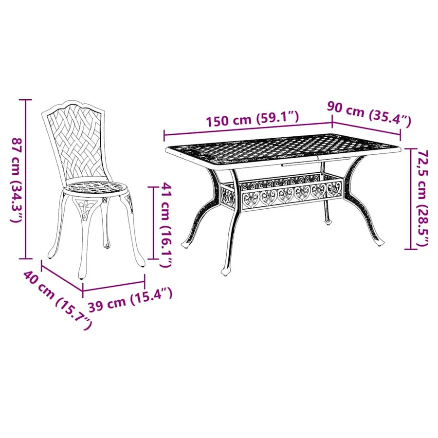 Ensemble de salle à manger pour jardin 7 pcs Vert Aluminium - 13