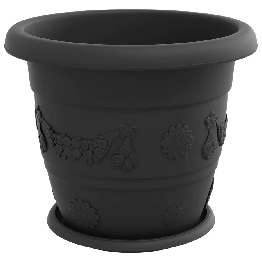 Pots de plantes 6 pcs Noir Ø 34 x 28 cm Plastique - 5