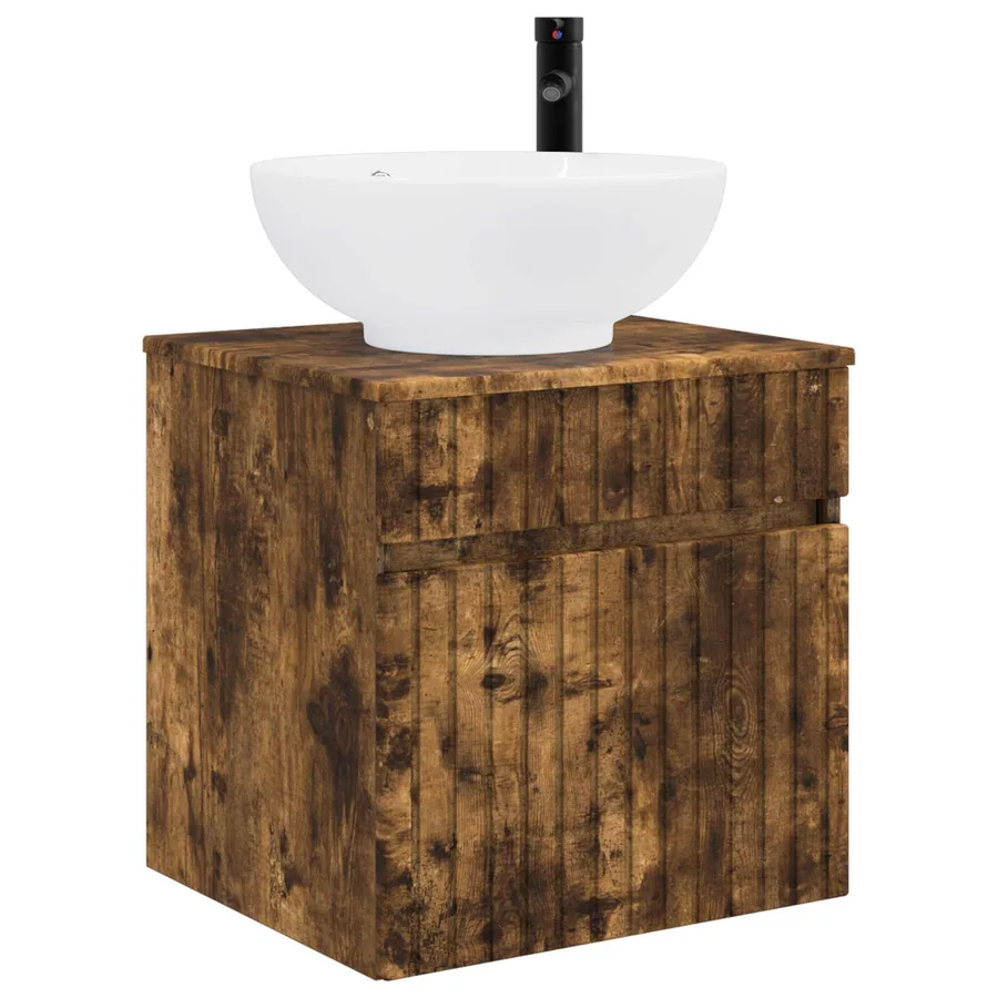 Meuble de lavabo mural Chêne fumé 49 x 44,5 x 66,5 cm - 2
