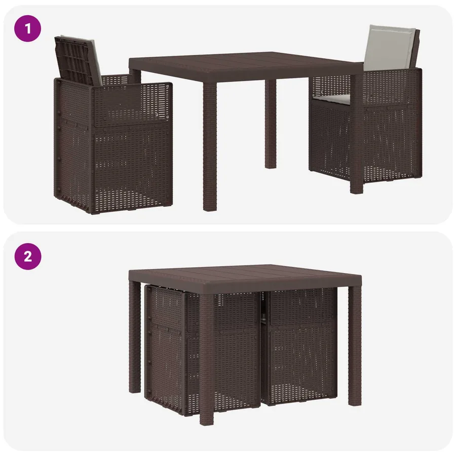 Ensemble de salle à manger pour jardin avec coussin 3 pcs PP - 8