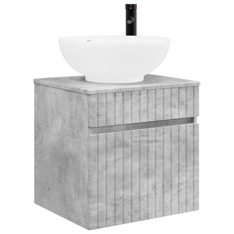 Meuble de lavabo mural Gris béton 49 x 44,5 x 66,5 cm - 2