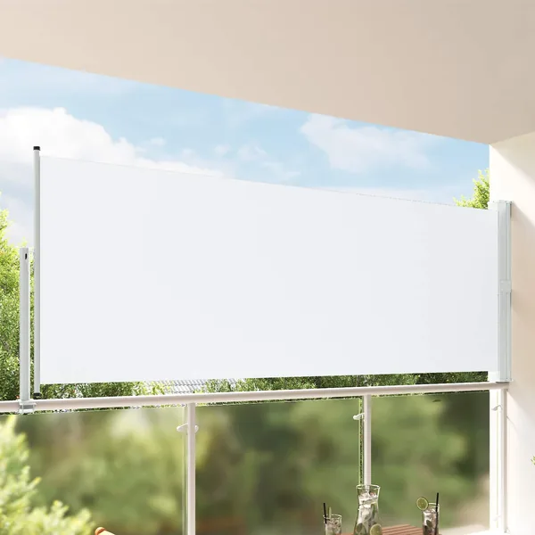 Auvent latéral 140 x 300 cm 100% polyester fer acier