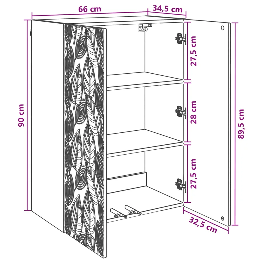 Armoire Murale Blanc brillant 66 x 34,5 x 90 cm - 9