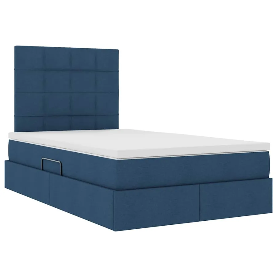 Lit avec rangement et matelas Bleu 120 x 190 cm tissu - 5