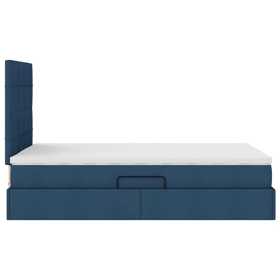 Lit avec rangement et matelas Bleu 120 x 190 cm tissu - 8