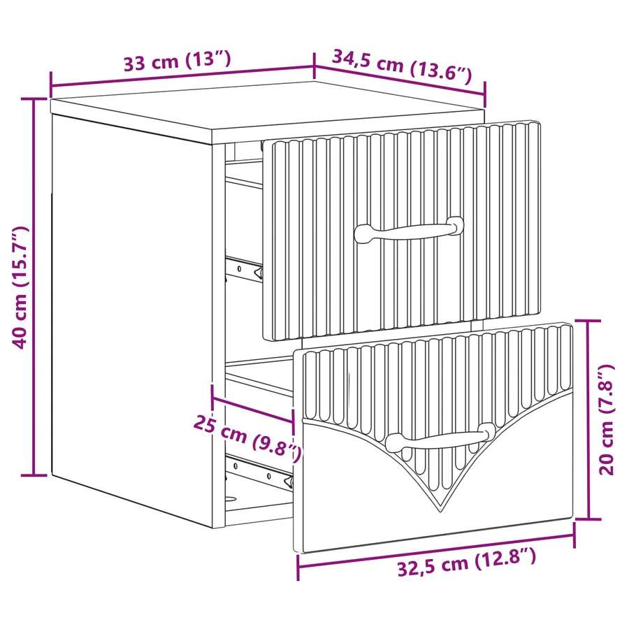 Cabinet de chevet mural 2 pcs Chêne fumé 34,5 x 33 x 40 cm - 11