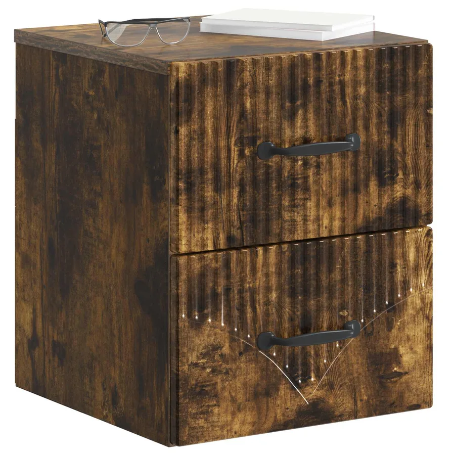 Cabinet de chevet mural 2 pcs Chêne fumé 34,5 x 33 x 40 cm - 3