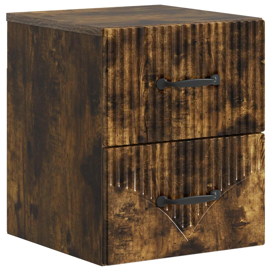 Cabinet de chevet mural 2 pcs Chêne fumé 34,5 x 33 x 40 cm - 5