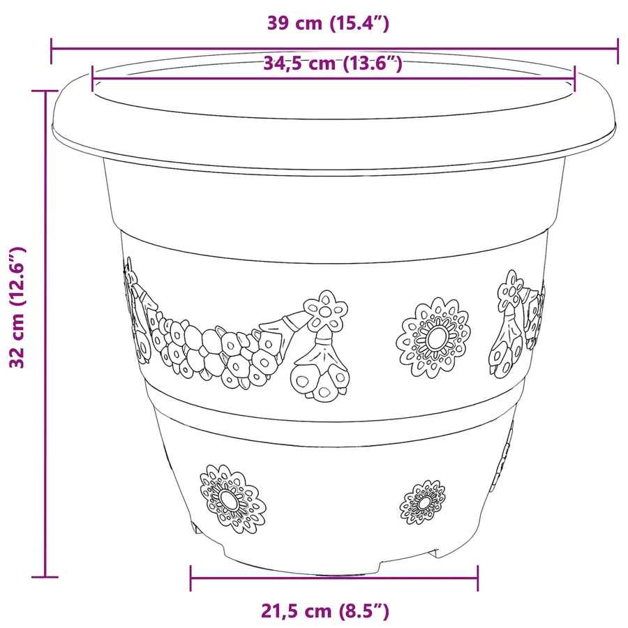 Pots de plantes 24 pcs Rouge brique Ø 39 x 32 cm Plastique - 11