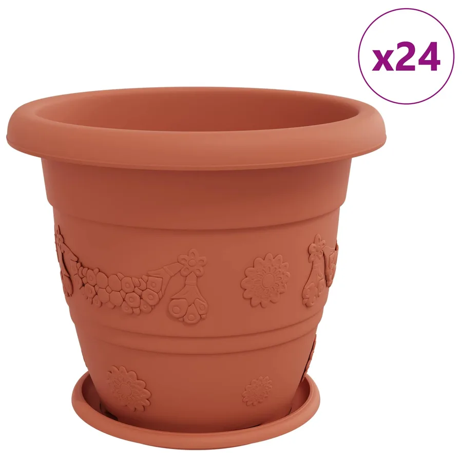 Pots de plantes 24 pcs Rouge brique Ø 39 x 32 cm Plastique - 2